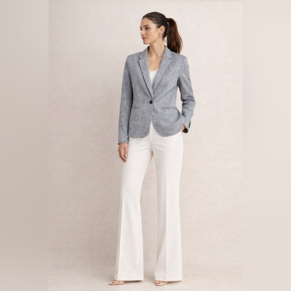 Banana Republic‎ Gray Blazer Jacket Women Sz 2  Career Office Academia Preppy